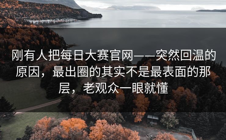 刚有人把每日大赛官网——突然回温的原因，最出圈的其实不是最表面的那层，老观众一眼就懂