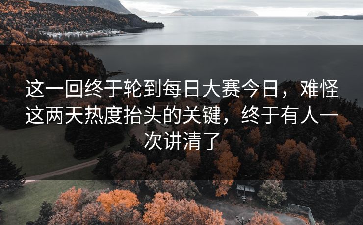 这一回终于轮到每日大赛今日，难怪这两天热度抬头的关键，终于有人一次讲清了
