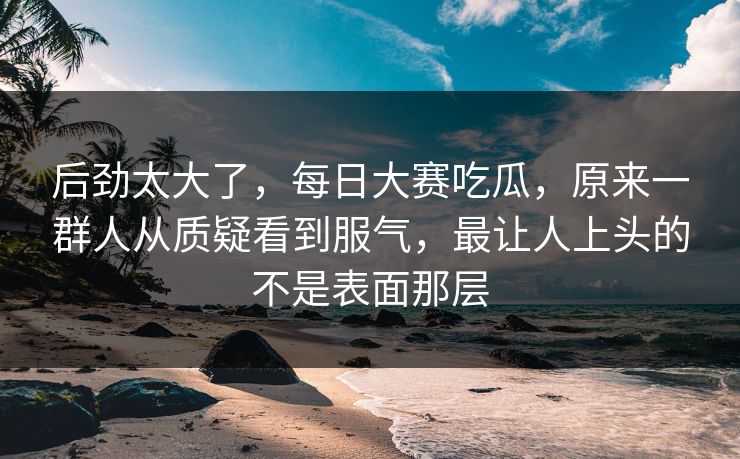 后劲太大了，每日大赛吃瓜，原来一群人从质疑看到服气，最让人上头的不是表面那层